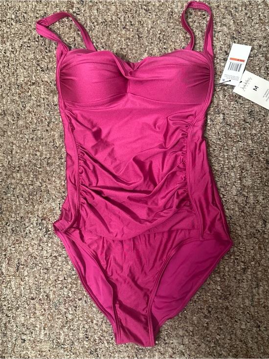 Nicole Miller Other - Nicole Miller Hot Pink Ruched One-Piece Swimsuit